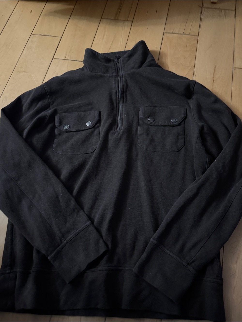 Roots Men's Half-Zip Chest-Pocket Sweater - Black